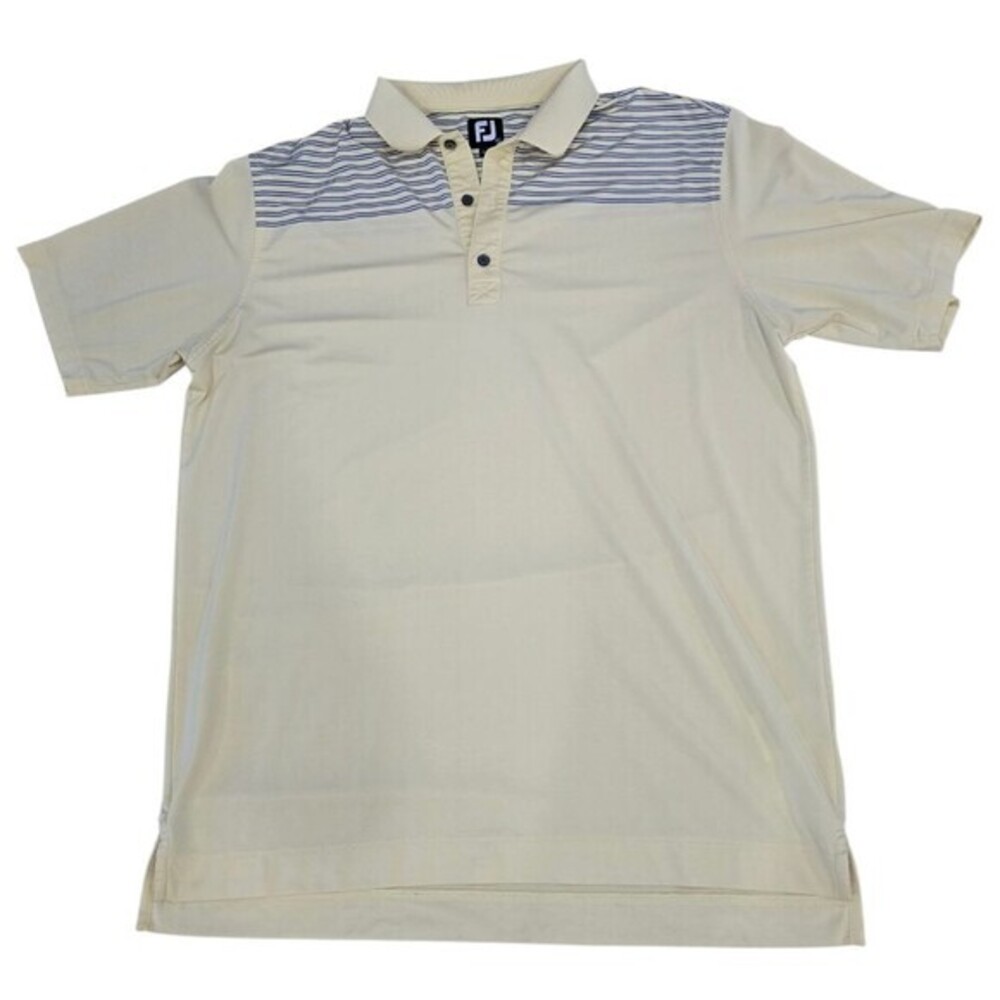 Footjoy Golf Shirt Mens Yellow Stripe Performance Polo‎ Short Sleeve XL